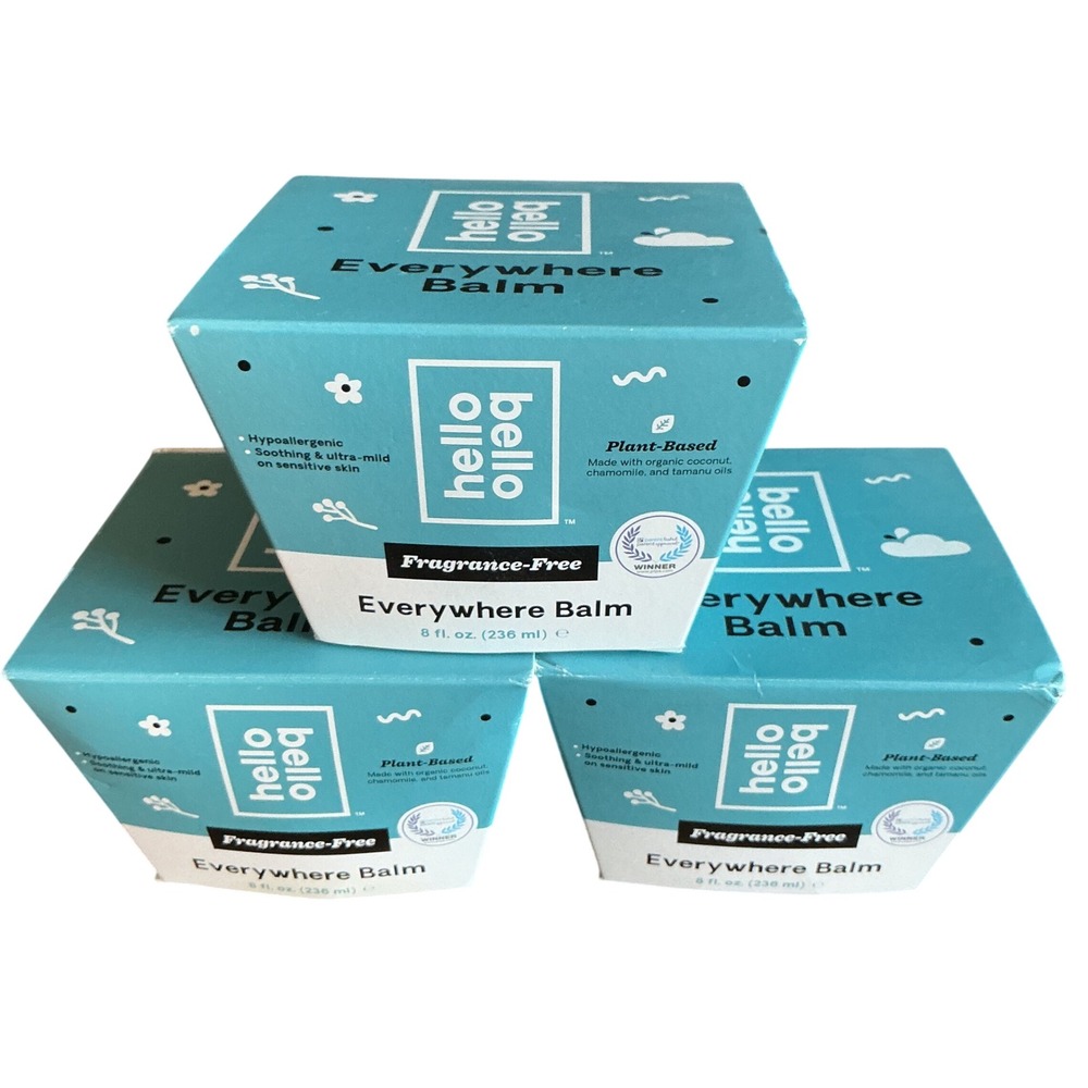 Hello Bello Everywhere Balm 8oz 3-Pack Fragrance-Free Plant-Based Sensitive Skin